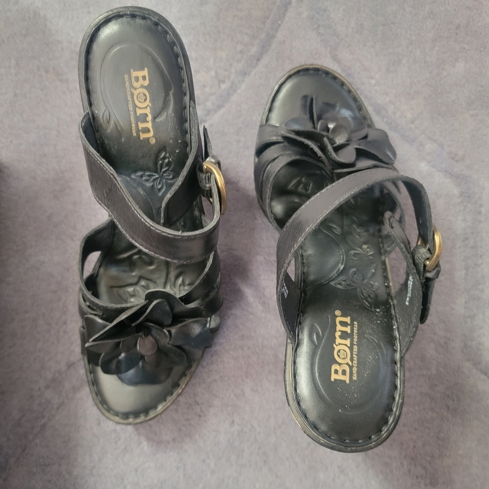 Born Black Leather Sandals